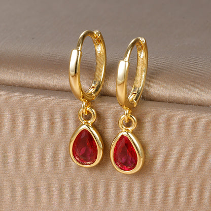 1 Pair Ig Style Simple Style Water Droplets Plating Inlay Copper Zircon Drop Earrings