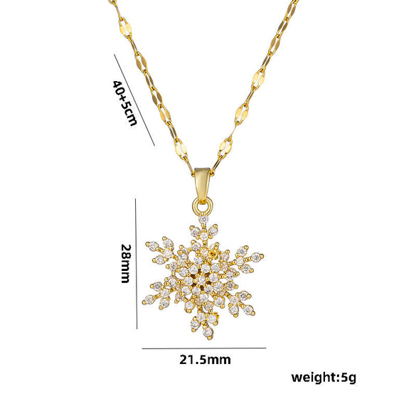Moderate Luxury Six-Pointed Star Geometric Titanium Steel 18K Gold Plated Necklaces