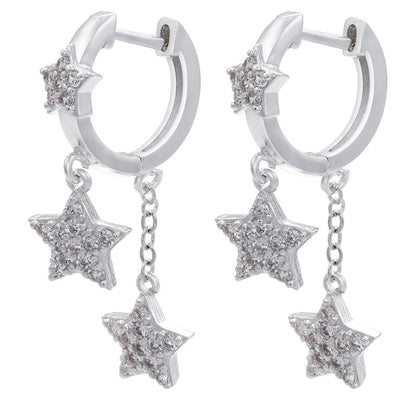 Wholesale New Style Micro Inlaid Star Pendant Long Copper Earrings Gooddiy