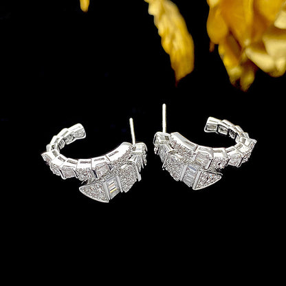 1 Pair Simple Style C Shape Inlay Copper Zircon Ear Studs