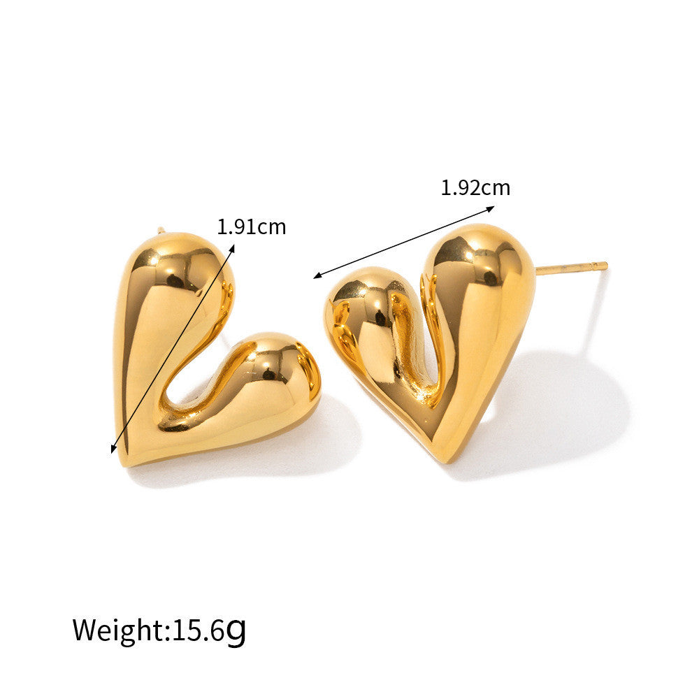 1 Pair Ig Style Simple Style Heart Shape Plating Stainless Steel Ear Studs