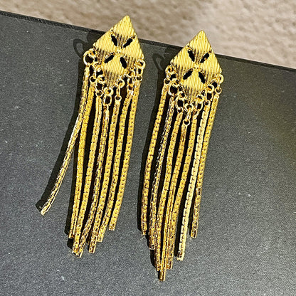 1 Pair Elegant Retro Geometric Tassel Copper Gold Plated Drop Earrings