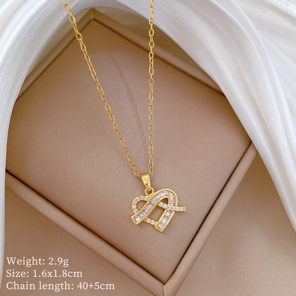 Minimalist Geometric Titanium Steel Diamond Inlay Necklaces