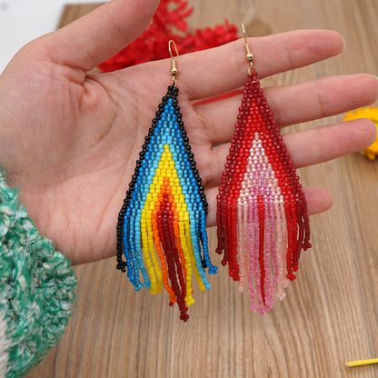 Bohemian Ethnic Hand-woven Tassel Long Earrings