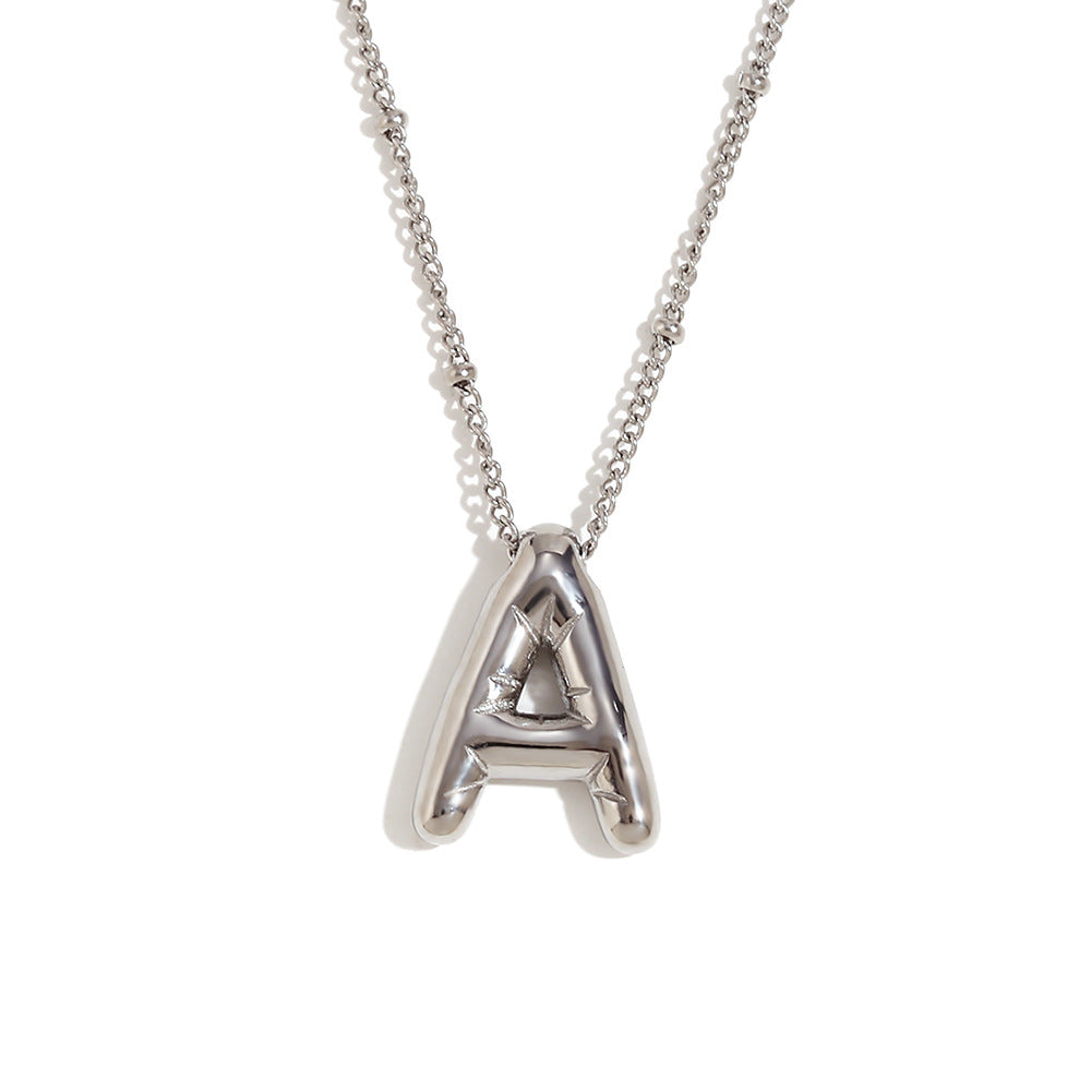 Fashion Letter Number Text Stainless Steel 18K Gold Plated Necklaces