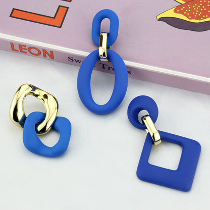 Klein Blue Earrings Korean Version Of Geometric Pendant Earrings