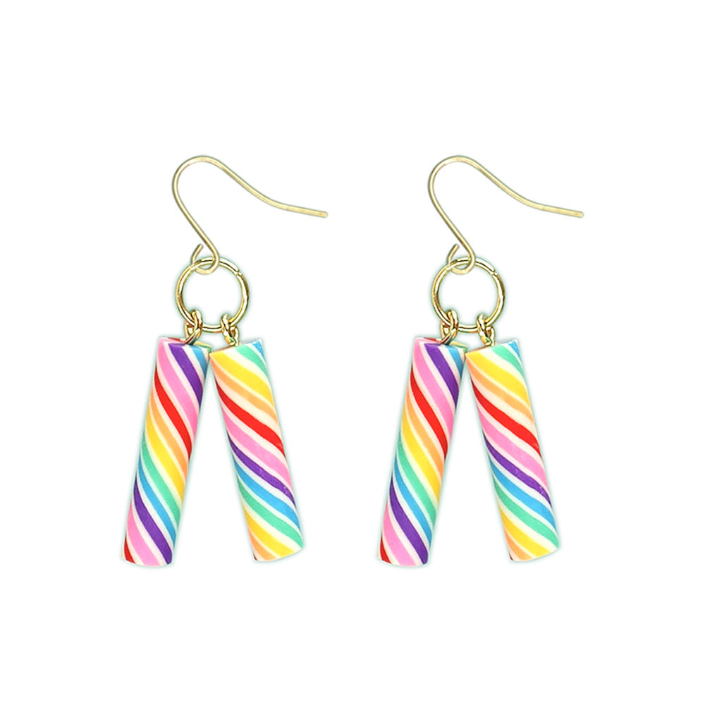 1 Pair Sweet Geometric Color Block Soft Clay Ear Hook