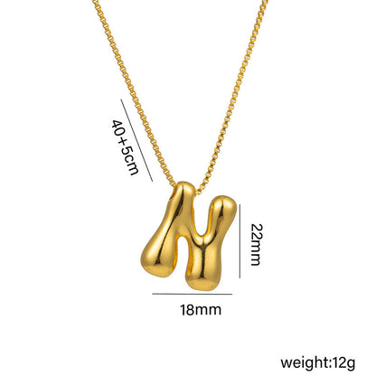 Letter Text Number Titanium Steel 18K Gold Plated Necklaces