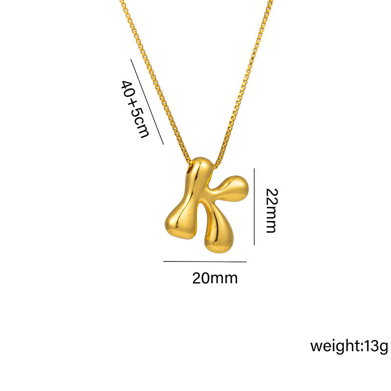 Letter Text Number Titanium Steel 18K Gold Plated Necklaces