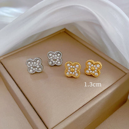 Moderate Luxury Geometric Titanium Steel 18K Gold Plated Stud Earrings