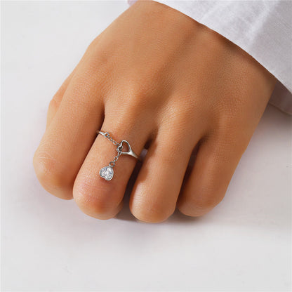 Sterling Silver Simple Style Geometric Plating Inlay Zircon Open Rings