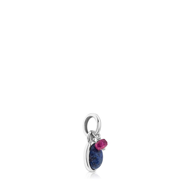 Elegant Oval Sterling Silver Inlay Artificial Gemstones Charms