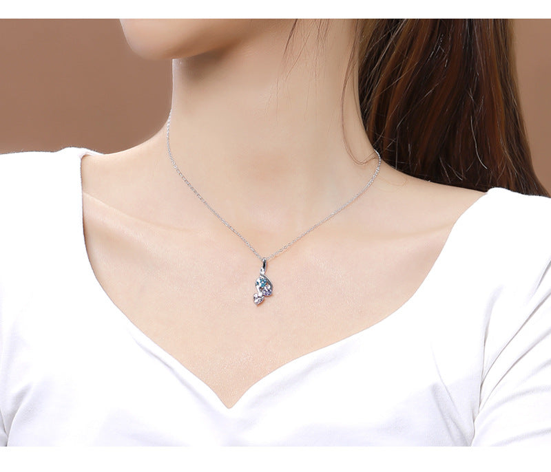 Elegant Geometric Sterling Silver Plating Zircon Pendant Necklace