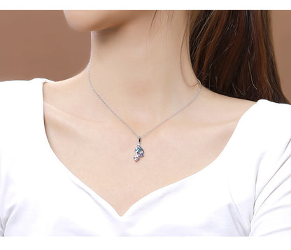 Elegant Geometric Sterling Silver Plating Zircon Pendant Necklace