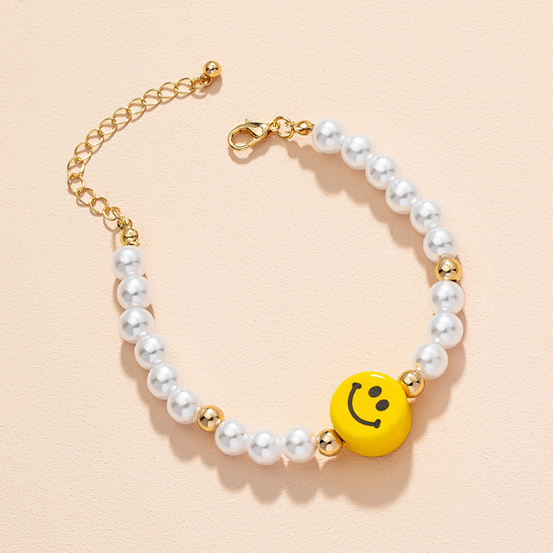 Wholesale Jewelry Retro Smiley Face Pearl Beaded Bracelet Gooddiy