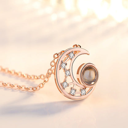 Elegant Lady Moon Copper Zircon Pendant Necklace In Bulk