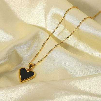 Simple Style Heart Stainless Steel Titanium Steel Plating Gold Plated Pendant Necklace