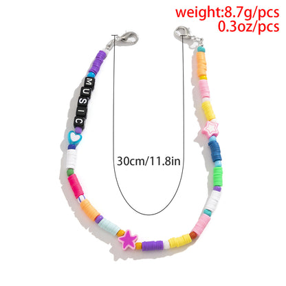 Simple Letter Polymer Clay Beaded Colorful Weaving Ethnic Style Acrylic Shoe Chain