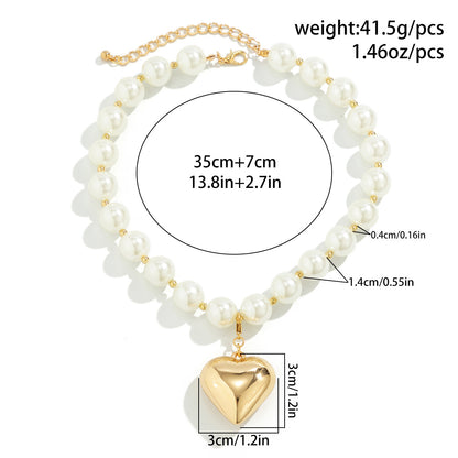 Glam Exaggerated Geometric Ccb Artificial Pearl Beaded Plating Valentine's Day Women's Necklace