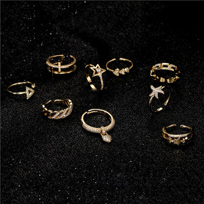 Simple Double-layer Butterfly Gold-plated Micro-inlaid Zircon Ring