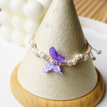 Fashion Butterfly Alloy Beaded Women's Bracelets