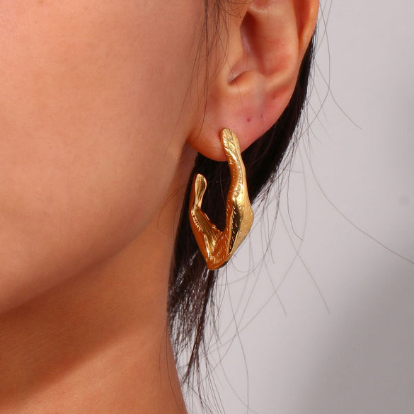 Fashion Irregular Geometric Stainless Steel 18K Gold Plated Earrings