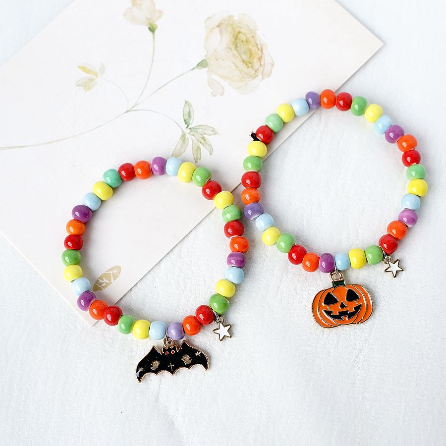 Fashion Pumpkin Bat Alloy Beaded Women's Bracelets 1 Piece