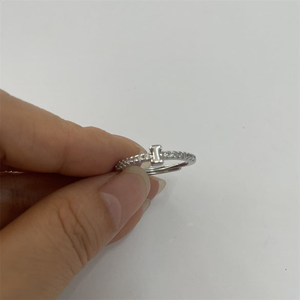 Cross-border new 26 initials micro-inlaid zircon open rings ins style personalized design English letter jewelry