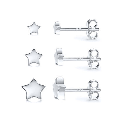 1 Set Simple Style Star Heart Shape Plating Sterling Silver Ear Studs