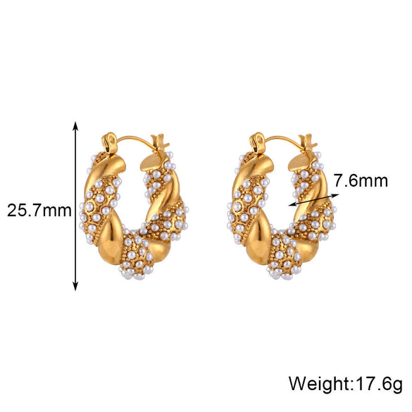Casual Pearl Geometric Stainless Steel 18K Gold Plated Necklaces