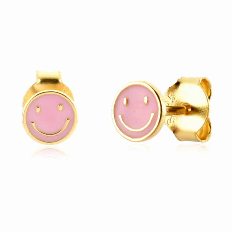 1 Pair Ig Style Simple Style Smiley Face Epoxy Copper Ear Studs