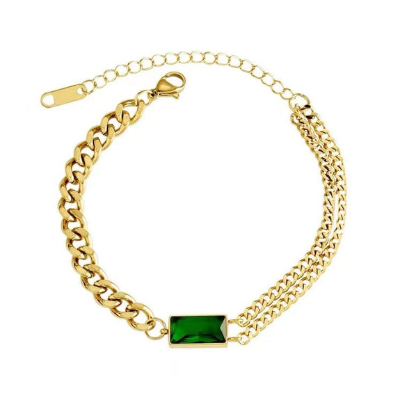 Women Quadrilateral Geometric Titanium Steel 18K Gold Plated Bracelets