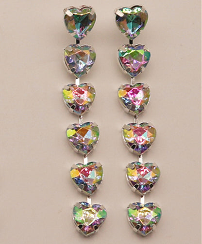 Fashion Heart Shape Metal Inlay Rhinestones Women's Drop Earrings