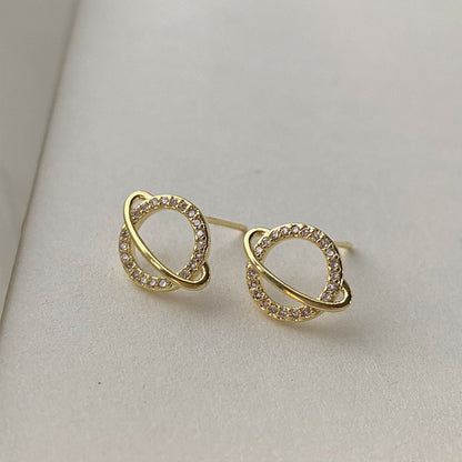 1 Pair Simple Style Korean Style Geometric Plating Inlay Copper Zircon Ear Studs