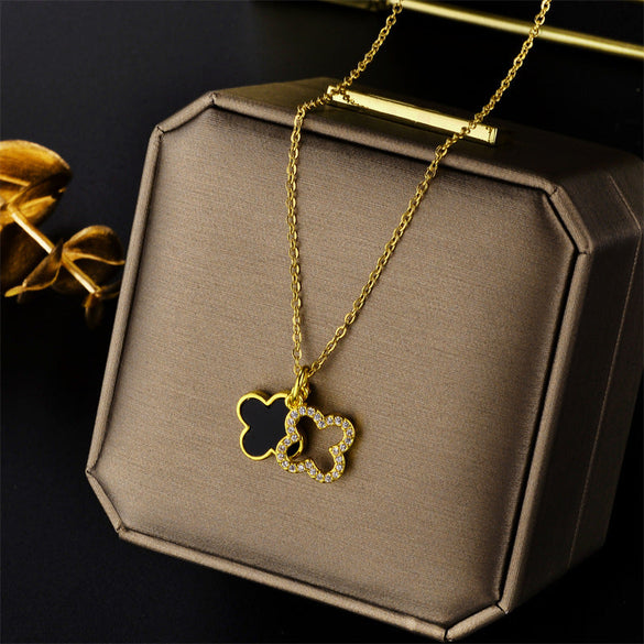 Moderate Luxury Celestial Geometric Titanium Steel 18K Gold Plated Necklaces