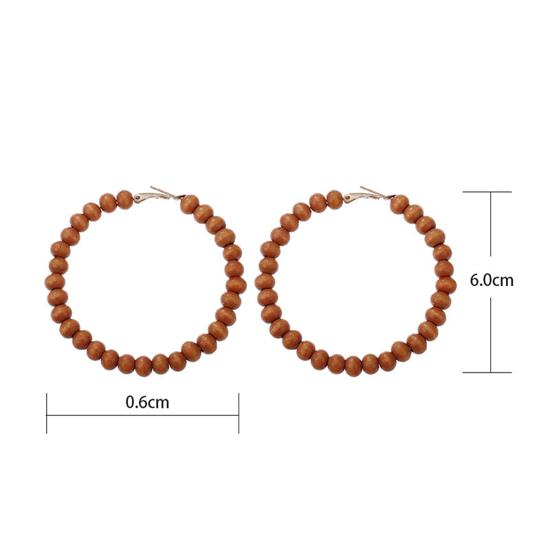 Wholesale Jewelry Retro Wooden Beads Circle Earrings Gooddiy