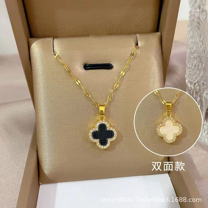 Moderate Luxury East Asia Symbol Geometric Titanium Steel 18K Gold Plated Necklaces