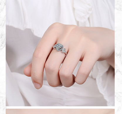 Glam Shiny Geometric Copper Plating Inlay Zircon White Gold Plated Open Rings