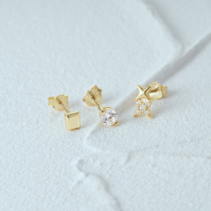 1 Set Simple Style Star Butterfly Plating Sterling Silver Ear Studs