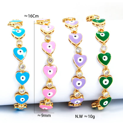 Fashion Heart Shape Eye Copper Bracelets Zircon Copper Bracelets