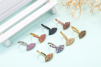 Fashion Lip Copper Inlaid Color Zircon Earrings Wholesale