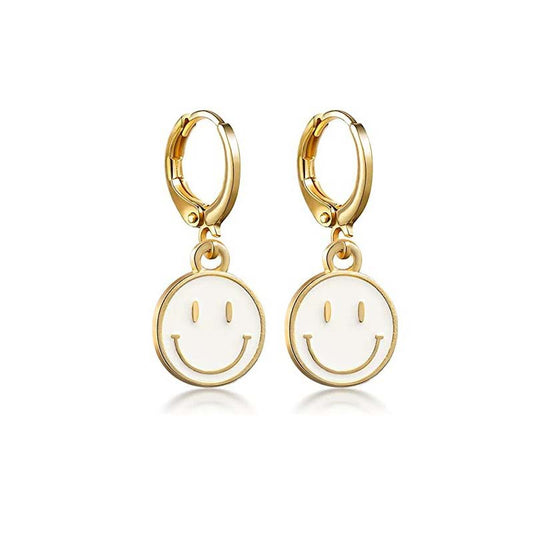 1 Pair Simple Style Smiley Face Butterfly Lightning Metal Enamel Hollow Out Women's Drop Earrings