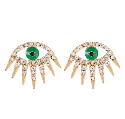 1 Pair Retro Devil's Eye Enamel Plating Inlay Alloy Rhinestones Gold Plated Ear Studs