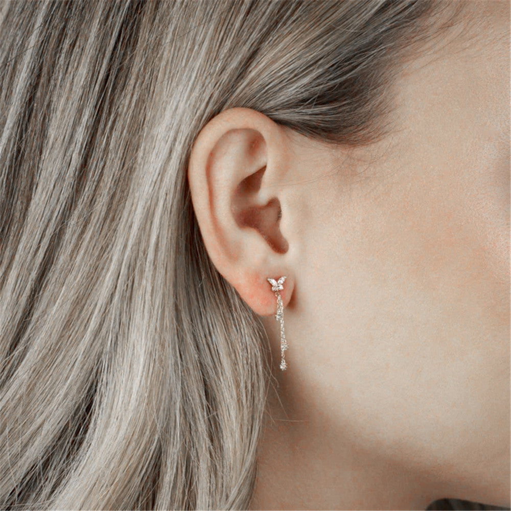 1 Pair Simple Style Geometric Plating Inlay Sterling Silver Zircon Drop Earrings