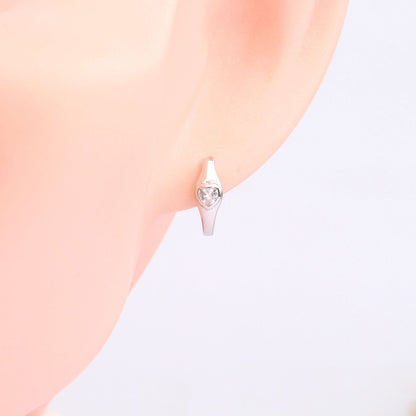 1 Pair Simple Style Heart Shape Sterling Silver Plating Inlay Zircon White Gold Plated Gold Plated Hoop Earrings