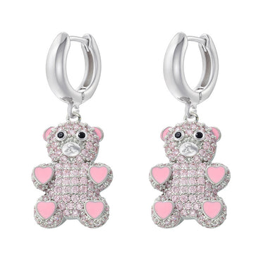 1 Pair Cute Bear Enamel Copper Earrings