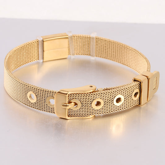 Wholesale Simple Style Solid Color Titanium Steel Plating Gold Plated Bangle