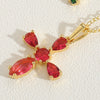 Cross-border hot-selling wild retro color zircon cross pendant necklace women's personalized design O-word chain clavicle chain