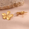 Fashion Flower Geometric Stainless Steel 18K Gold Plated Stud Earrings
