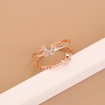 Wholesale Jewelry Micro-inlaid White Zircon Wave Copper Ring Gooddiy